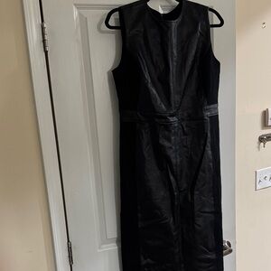 SPANX Black faux leather stretch Midi Dress